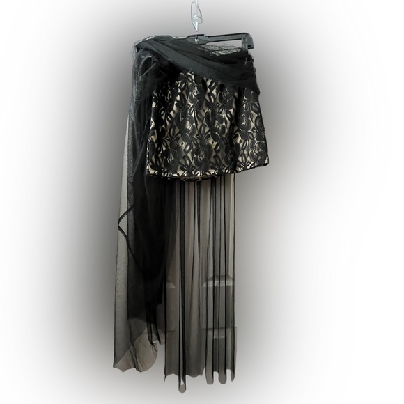 Mini Skirt With Sheer Overlay - Picture 2 of 15